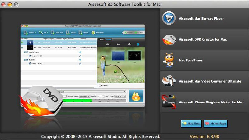 Screenshot of Aiseesoft BD Software Toolkit for Mac