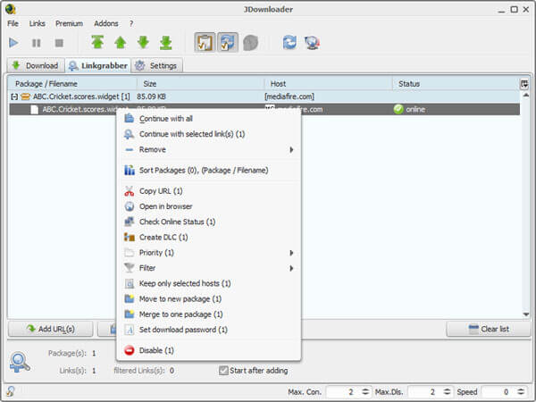 Scarica video con jdownloader