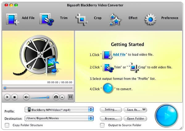 Bigasoft BlackBerry Video Converter voor Mac