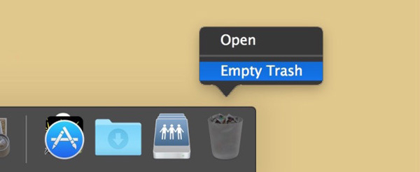 Tyhjennä roskakori Mac-puhdistusta varten
