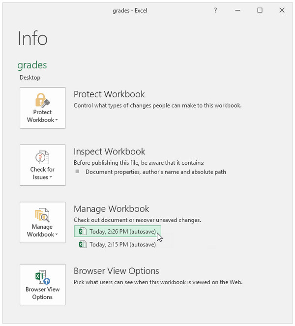 Excel'i Otomatik Geri Yükle