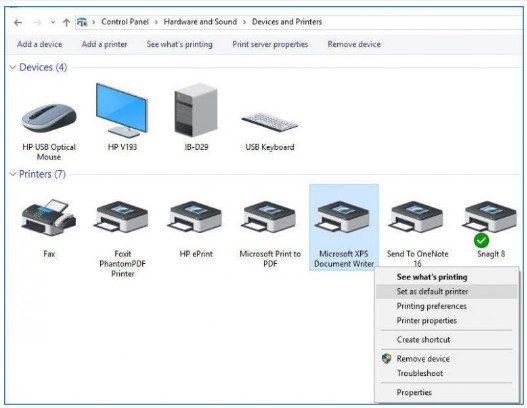Change Default printer