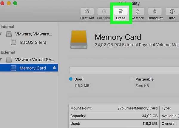 Βρείτε κάρτα SD σε Mac