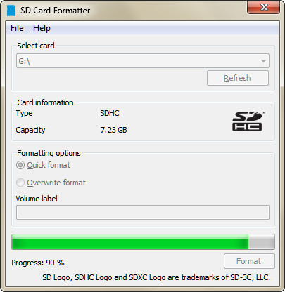 Formatteer de SD-kaart met formatter