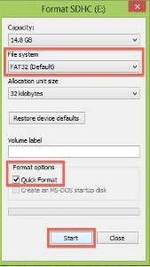 Format SD card on Windows