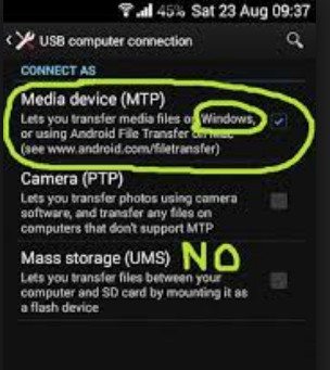 Wrong data transfer mode on Android