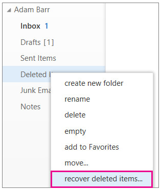 Получить удаленные письма в Outlook больше не в корзине