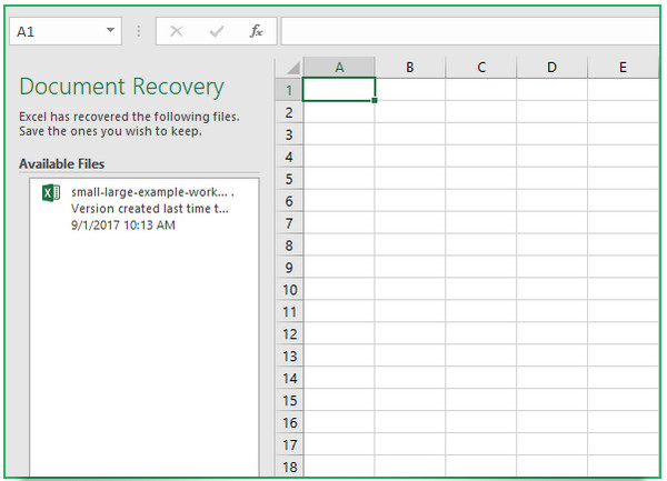 Gjenopprett ikke-lagret Excel-fil