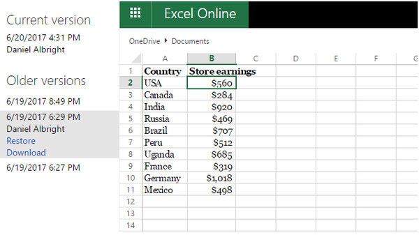Az Excel visszaállítása a korábbi verziókból