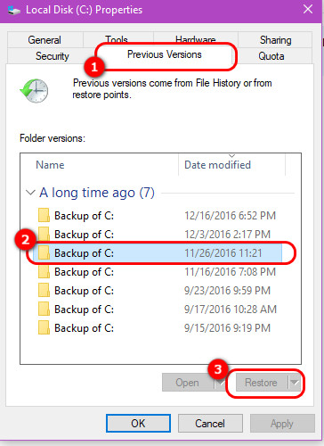 Switch to The Previous Versions