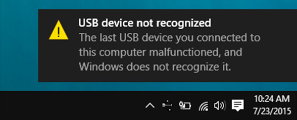 USB 장치를 인식할 수 없음