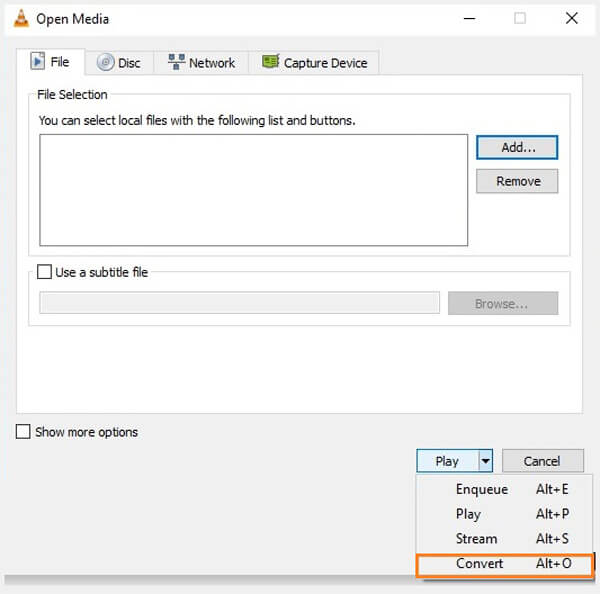 Edit Video with VLC Add File