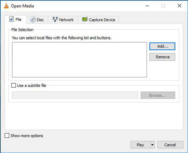 Modifica video con VLC Aggiungi file