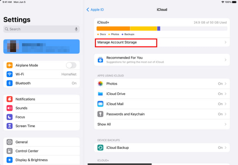 iCloud Manage Storage Delete Photos iPad