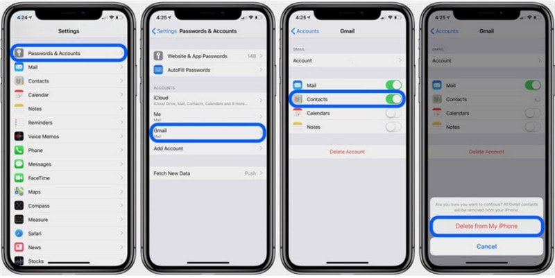 Heslo Účet Gmail Odstranění kontaktů z mého iPhone