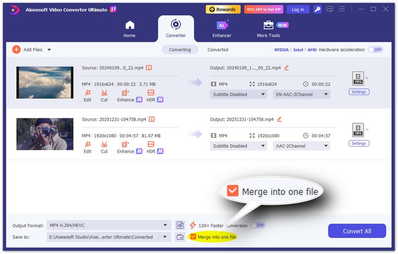 Check Merge Into One File