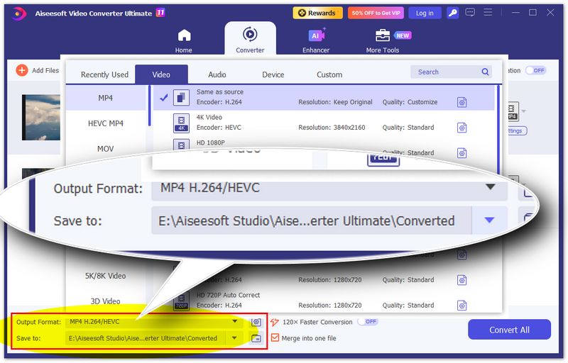 Choose Output Format And Save Folder