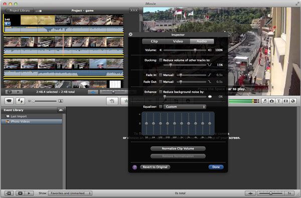 A hang be- és kikapcsolása az iMovie alkalmazásban