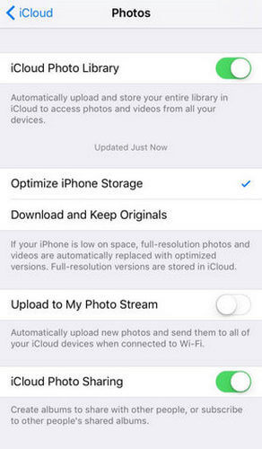 Backup iPhone photos to iCloud