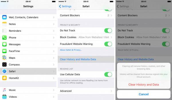 Clear Safari History and Data on iPhone