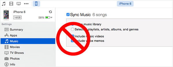 Gesynchroniseerde muziek kan niet worden afgespeeld met iTunes