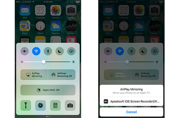 Attiva il mirroring AirPlay