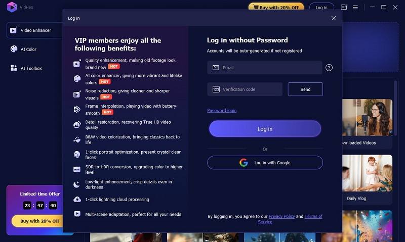 Log-into Vidhex