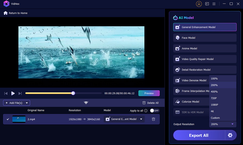Vidhex Upscale Resolution