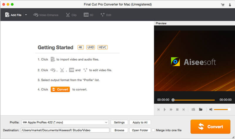 Screenshot of Aiseesoft Final Cut Pro Converter for Mac