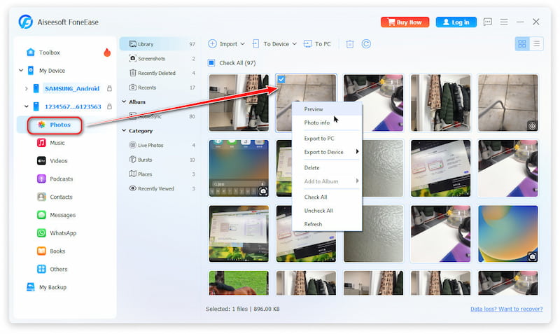 Choose Transfer File Phones