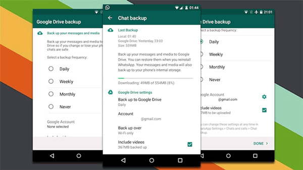 WhatsApp Android'i yedekleyin