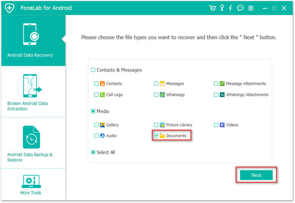 Scegli documenti Android