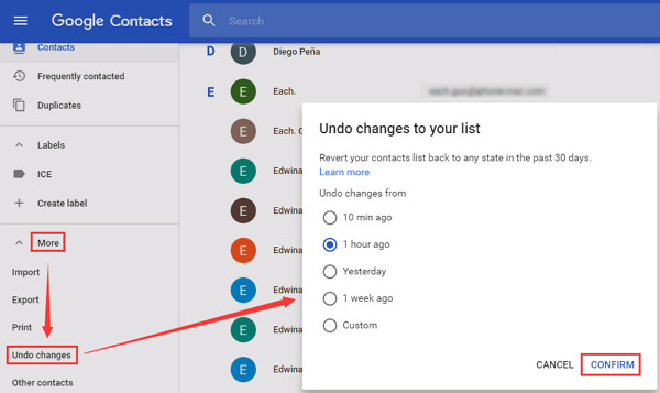 Google Contacts Revert