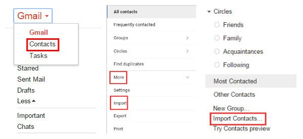 Εισαγωγή επαφών Android από το Gmail