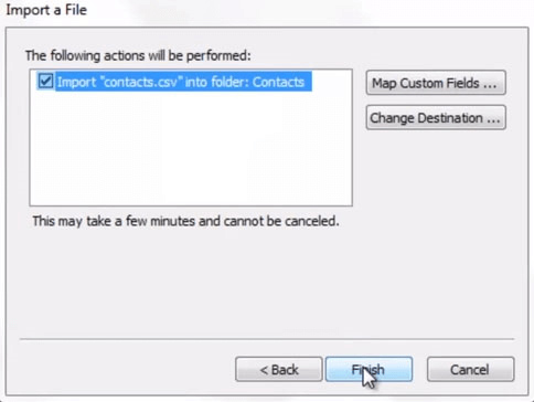 Nastavení importu aplikace Outlook