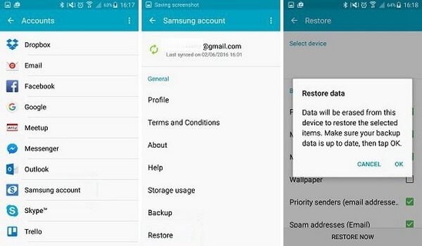 Восстановить удаленные номера телефонов через учетную запись Samsung