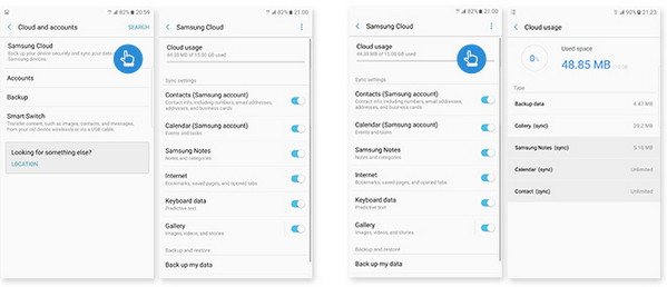 Recover deleted contacts from Samsung account