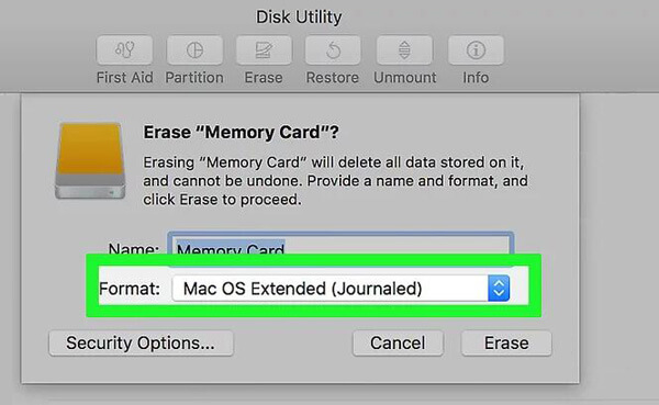 Διαμορφώστε την κάρτα SD σε Mac