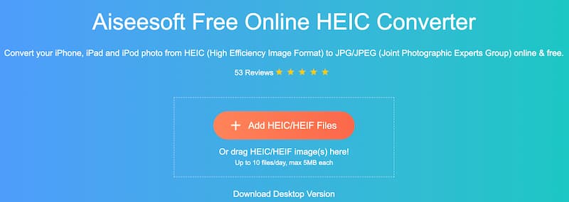 Aiseesoft Free Online HEIC Converter