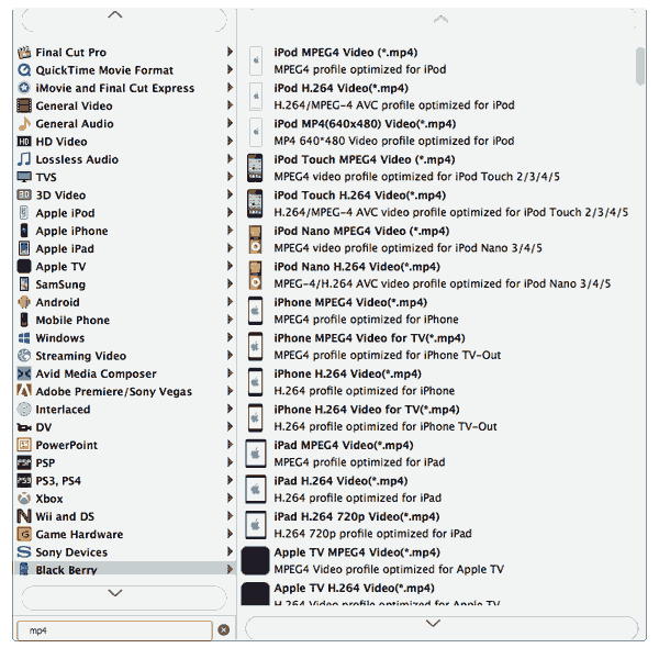 Velg Final Cut Pro-format