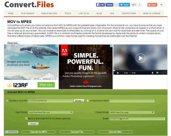 Convertfiles ile MOV'u MPEG'e dönüştürme