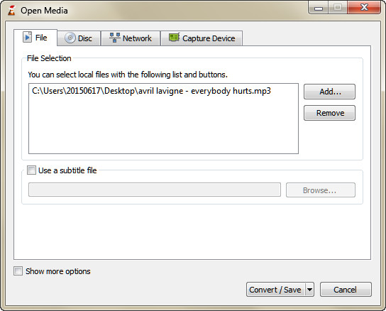 importa il file Flac in Vlc