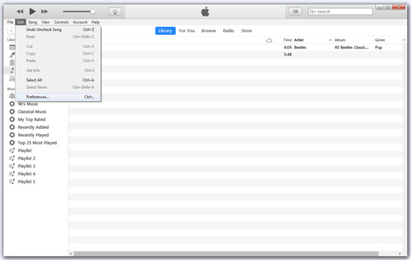 iTunes Preferencia