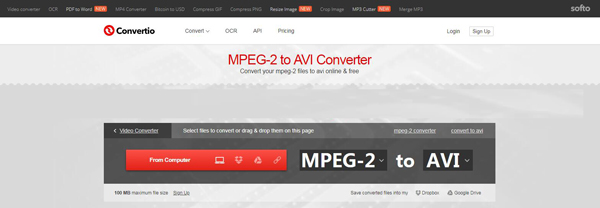 Convertitore online da MPEG2 ad AVI