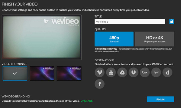 Закончить редактирование видео на WeVideo