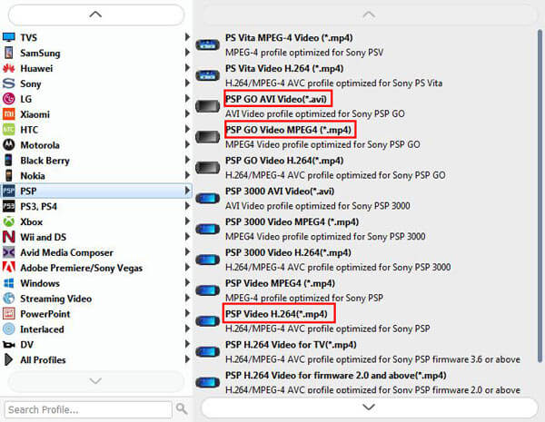 Ustaw format PSP