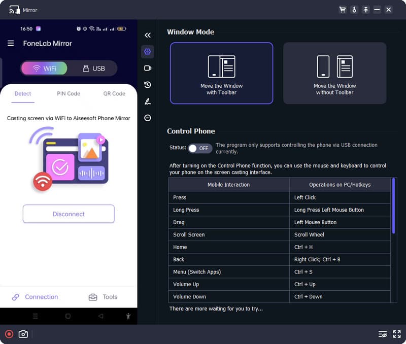 Effettua il mirroring del telefono sul desktop