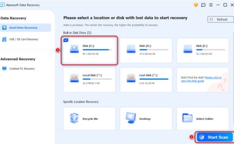 Click Start Scan Button