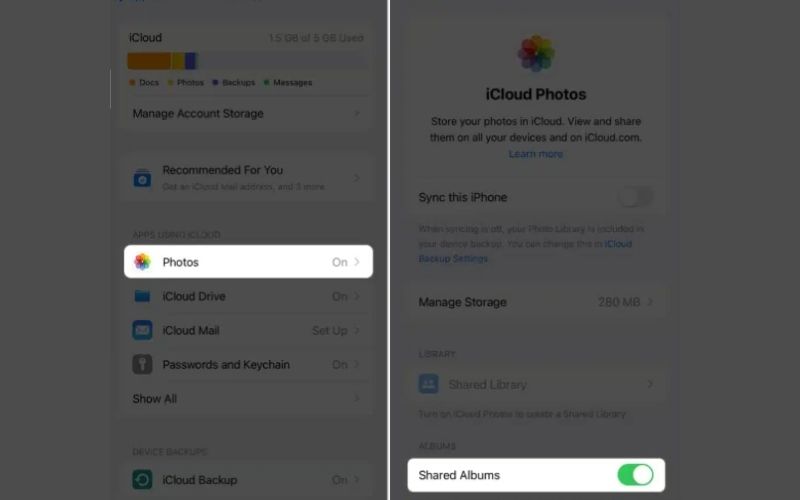 Toggle On Shared Albums On Iphone