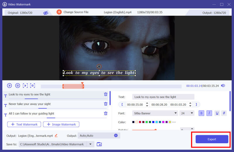 Export Captioned Video